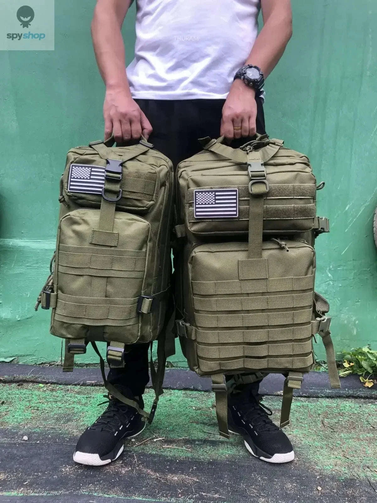 TrailForce Tactical Backpack – Waterproof, MOLLE‑Ready, 25L/50L Outdoor Pack-50L (Green)
