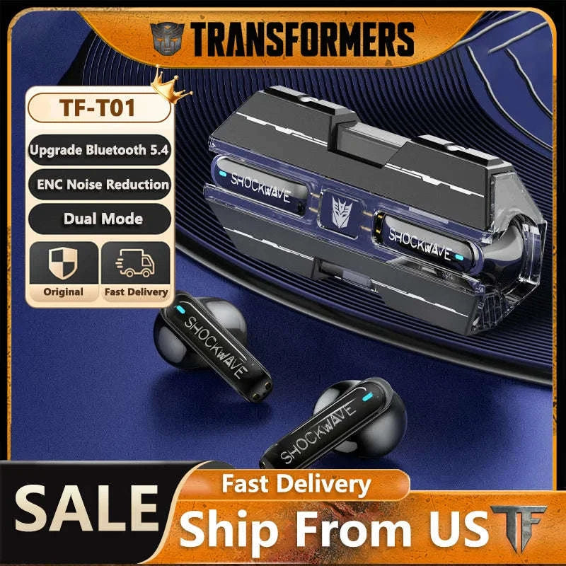 Transformers TF-T01 Wireless Gaming Earbuds Bluetooth 5.3 Low Latency-TF-T01 Yellow / United States