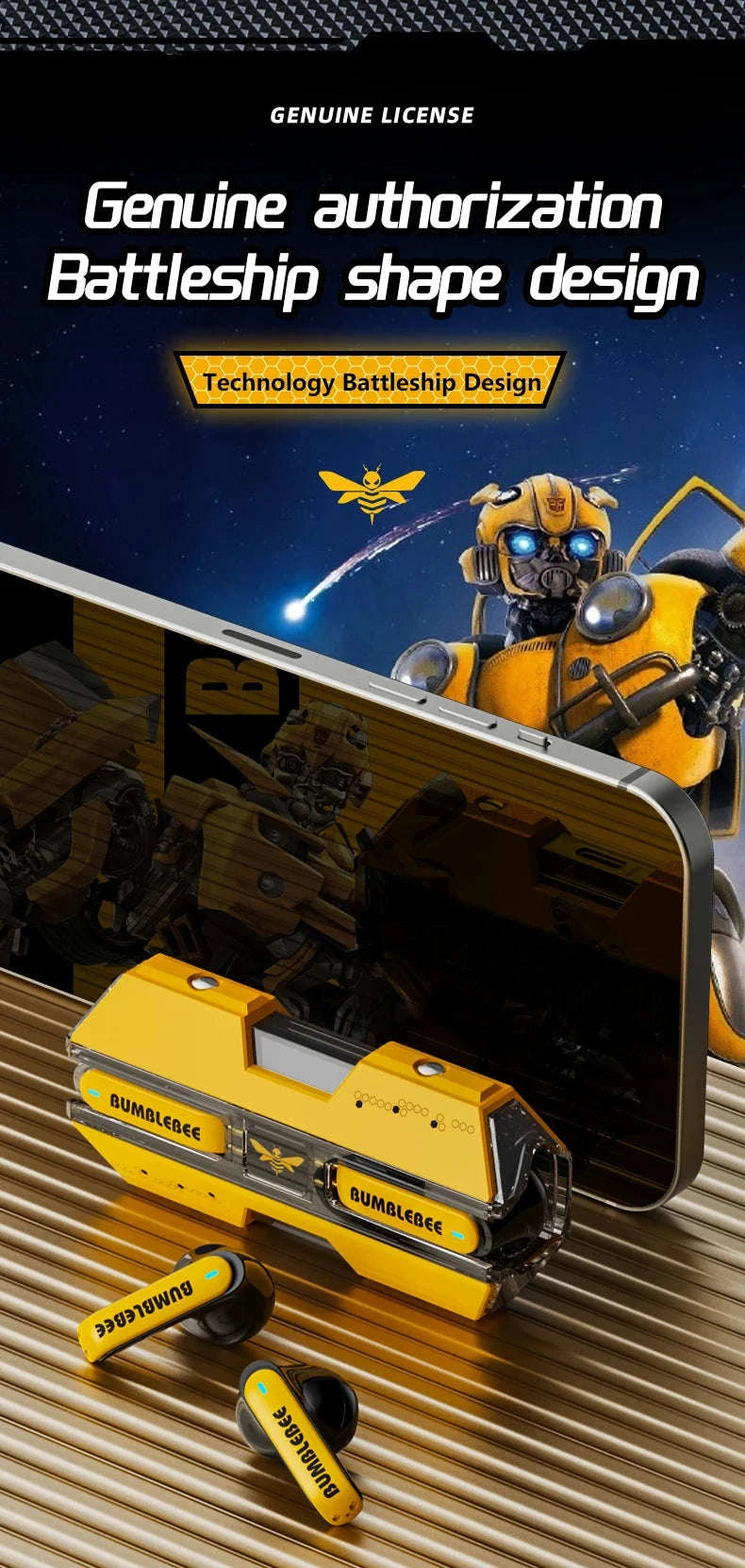 Transformers TF-T01 Wireless Gaming Earbuds Bluetooth 5.3 Low Latency-TF-T01 Yellow / United States