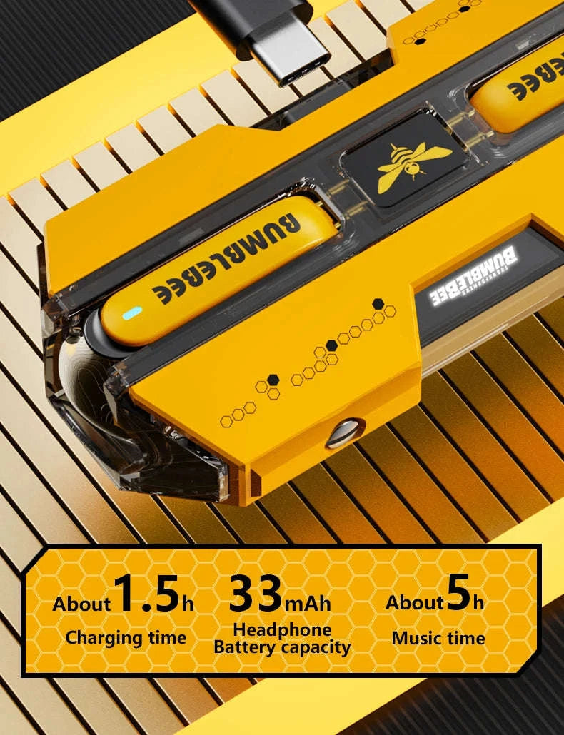 Transformers TF-T01 Wireless Gaming Earbuds Bluetooth 5.3 Low Latency-TF-T01 Yellow / United States