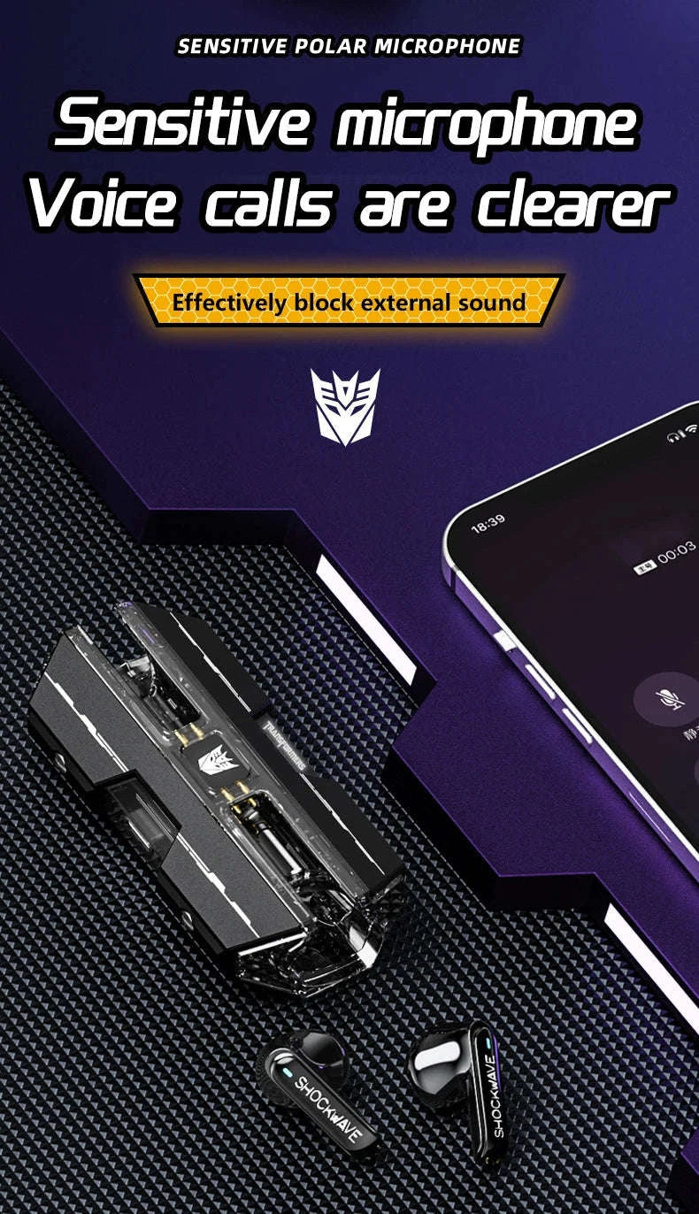 Transformers TF-T01 Wireless Gaming Earbuds Bluetooth 5.3 Low Latency-TF-T01 Yellow / United States