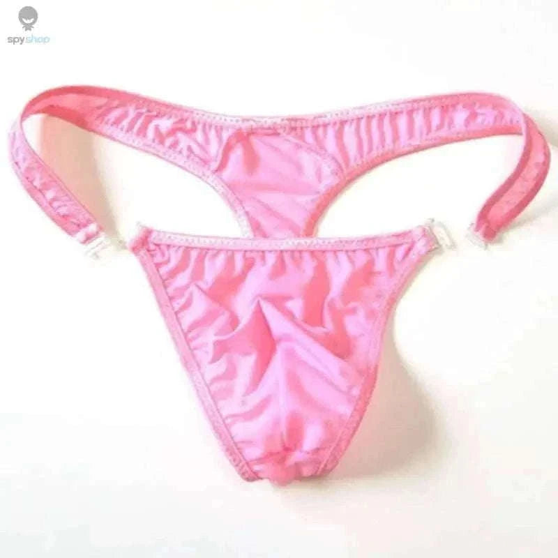 Translucent Nylon Men's Thong with Front Closure-green / XL