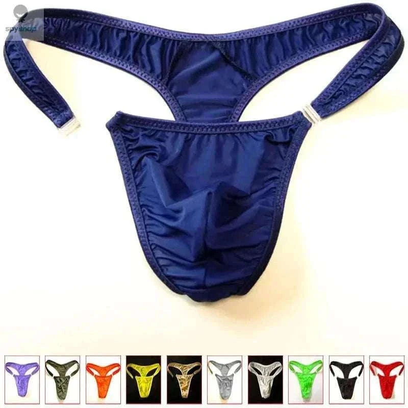 Translucent Nylon Men's Thong with Front Closure-green / XL