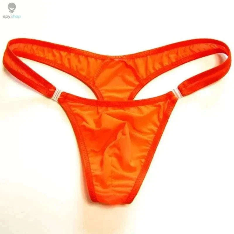 Translucent Nylon Men's Thong with Front Closure-green / XL