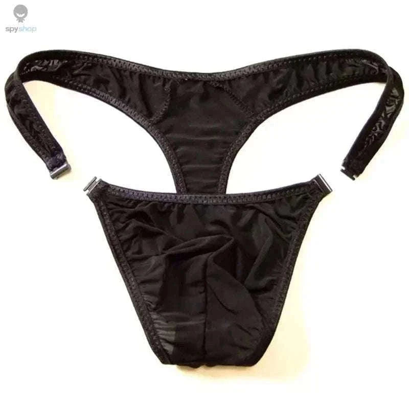 Translucent Nylon Men's Thong with Front Closure-green / XL