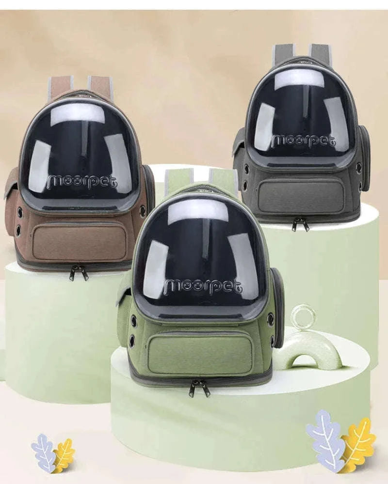 Transparent Pet Carrier Backpack for Cats and Small Dogs-Grey
