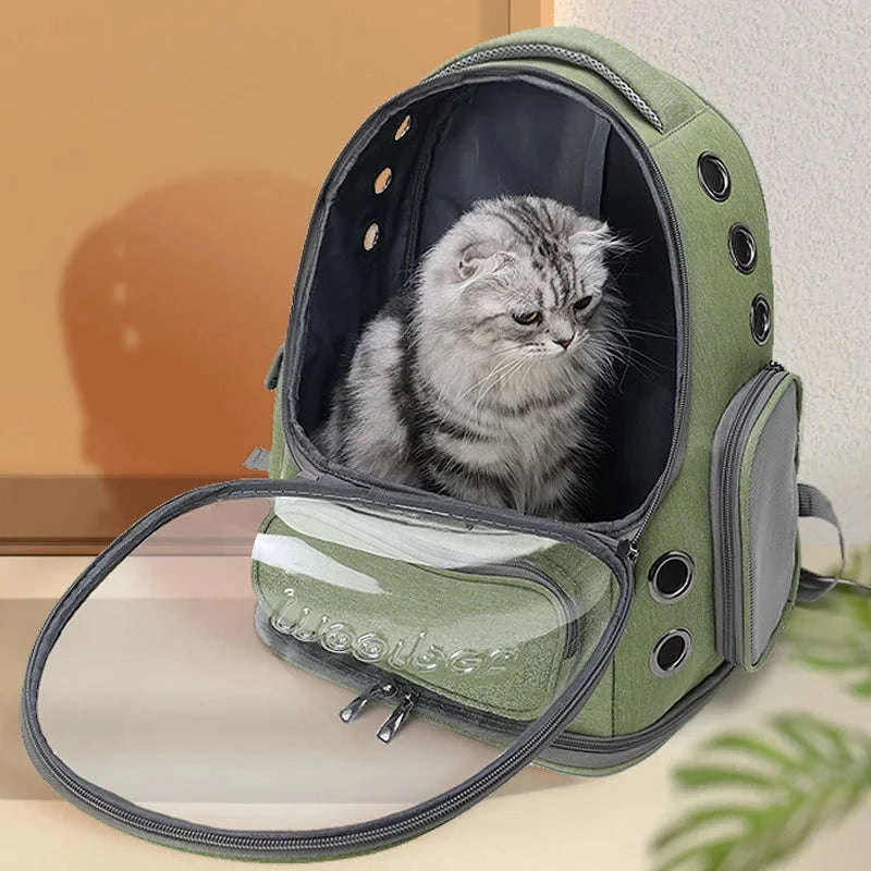 Transparent Pet Cat Carrier Backpack for Cats & Small Dogs-Grey