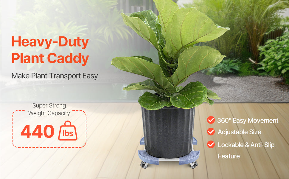 Adjustable Trash Can Dolly with Wheels 440lbs Heavy Duty Roller Base