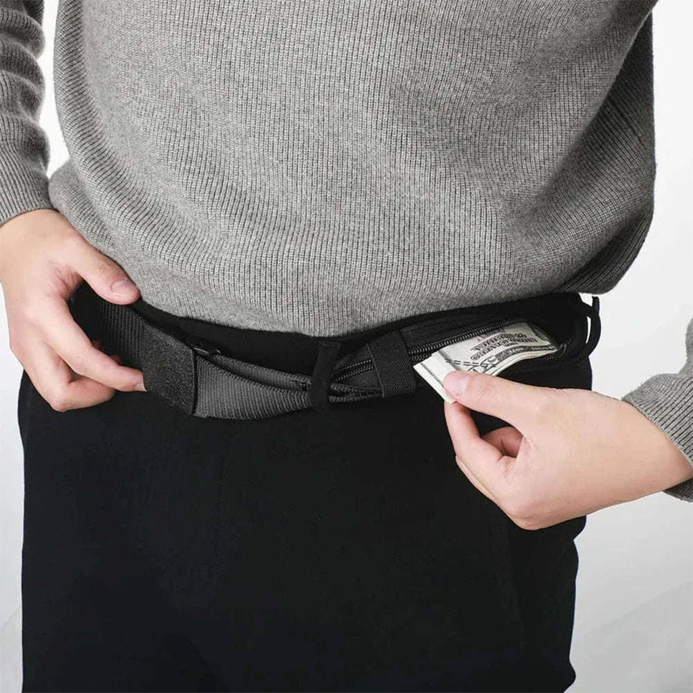 Travel Cash Anti-Theft Belt with Hidden Zipper Pocket-Dark gray