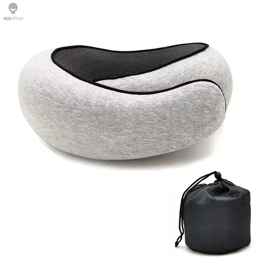 Travel Neck Pillow Memory Foam – U‑Shape Comfort and Breathable Support-Light Gray