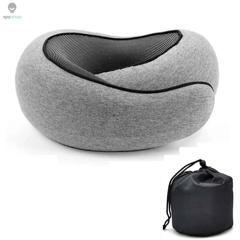 Travel Neck Pillow Memory Foam – U‑Shape Comfort and Breathable Support-Light Gray