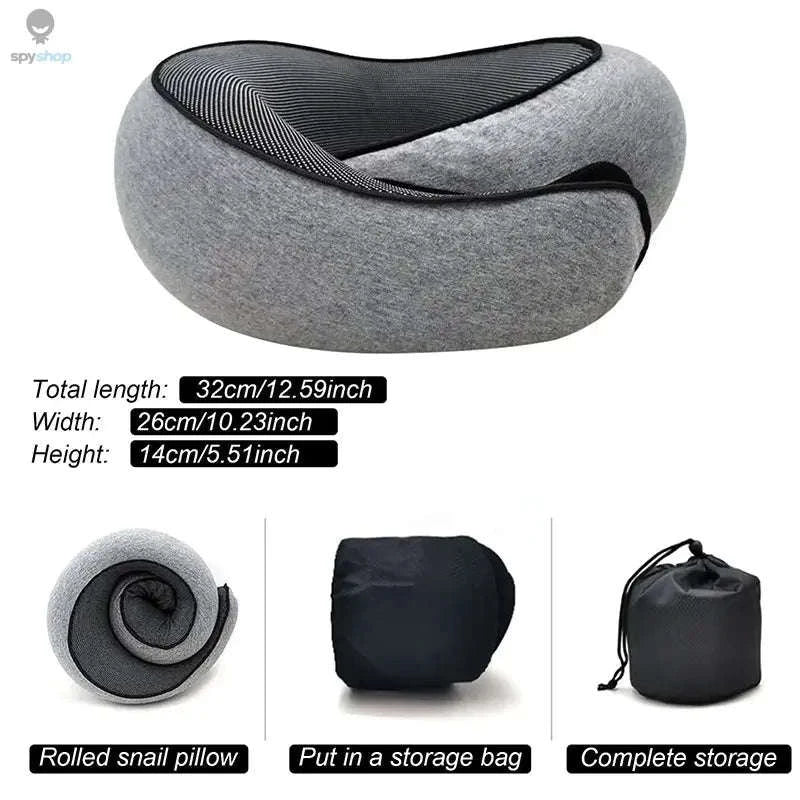 Travel Neck Pillow Memory Foam – U‑Shape Comfort and Breathable Support-Light Gray