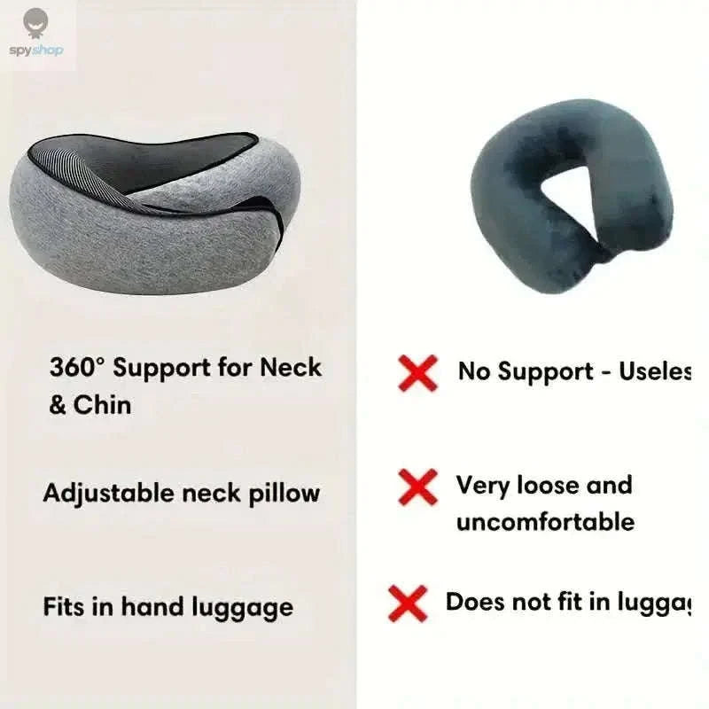 Travel Neck Pillow Memory Foam – U‑Shape Comfort and Breathable Support-Light Gray