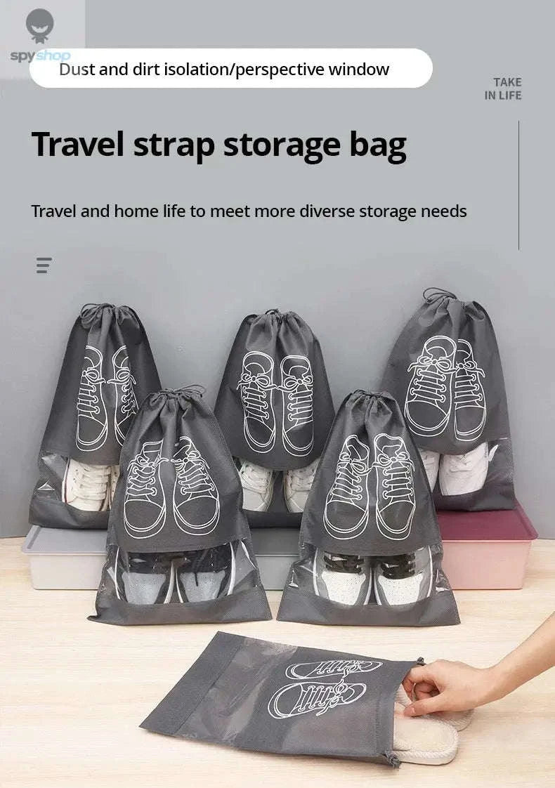 Travel Shoe Storage Bag Set – 5‑Pack Protective, Waterproof Travel Organizers-Grey 5pcs / 43.5x32cm