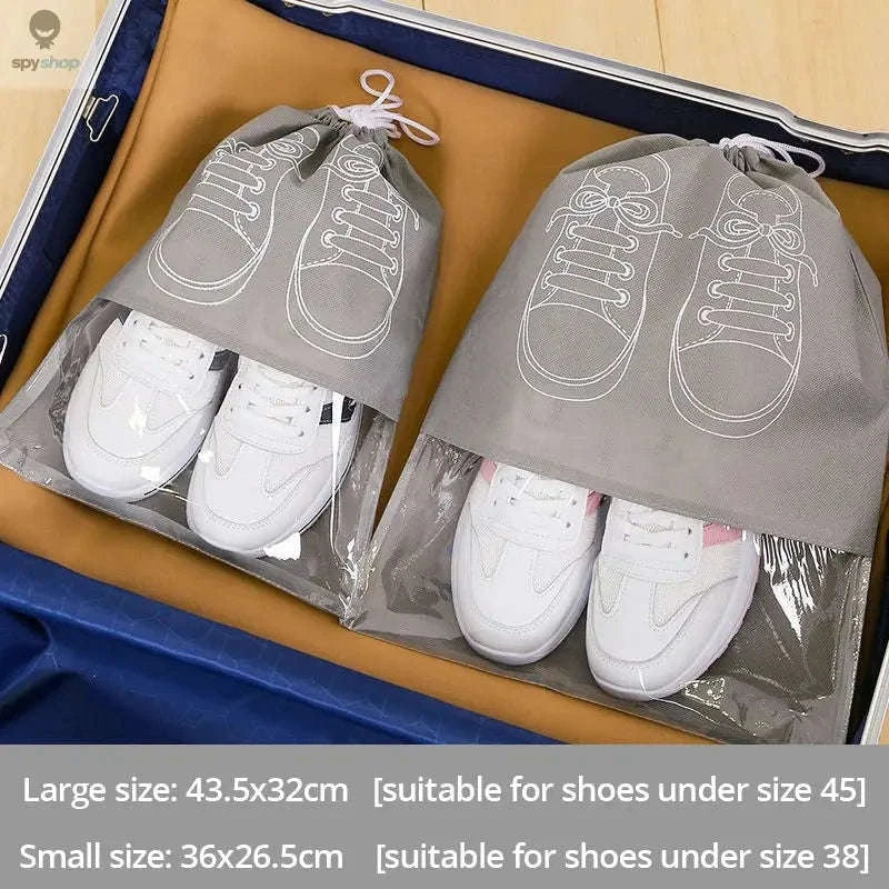 Travel Shoe Storage Bag Set – 5‑Pack Protective, Waterproof Travel Organizers-Grey 5pcs / 43.5x32cm