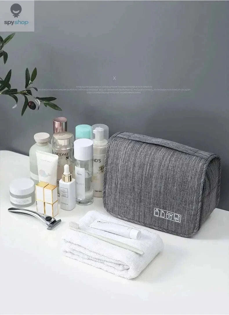 Travel Toiletry Bag with Hanging Hook and Organized Storage-Blue