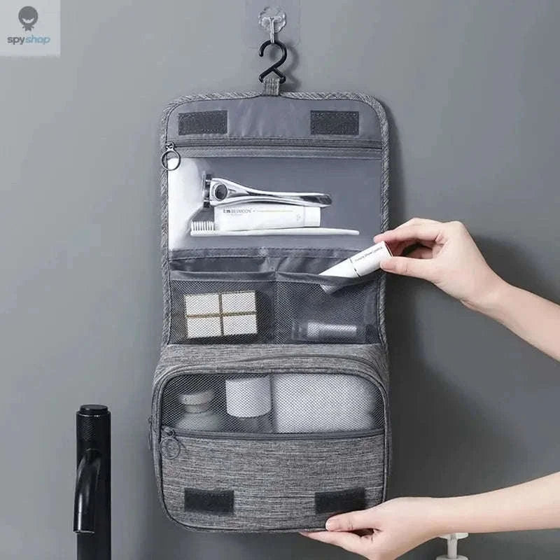Travel Toiletry Bag with Hanging Hook and Organized Storage-Blue