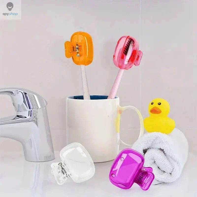Travel Toothbrush Holder for Clean, Hygienic Brush Storage-Transparen tand Grey