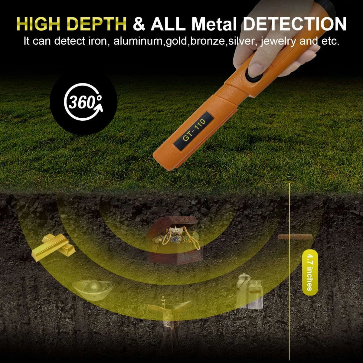 Treasure Hunter GT110 Handheld Metal Detector Pinpointer-GT110-Green