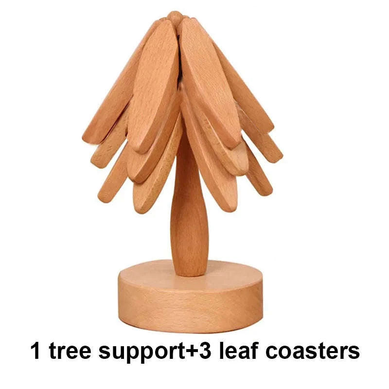 Tree-Shaped Wooden Trivet Set-B / L
