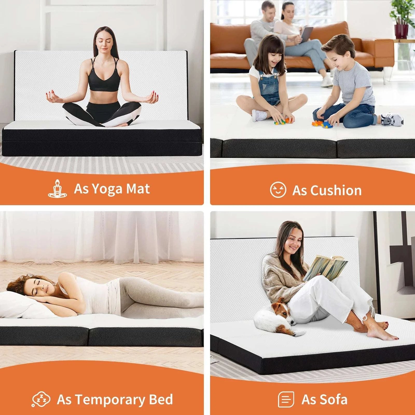 Tri-Fold Memory Foam Mattress with Washable Cover for Travel-3IN-FULL / United States