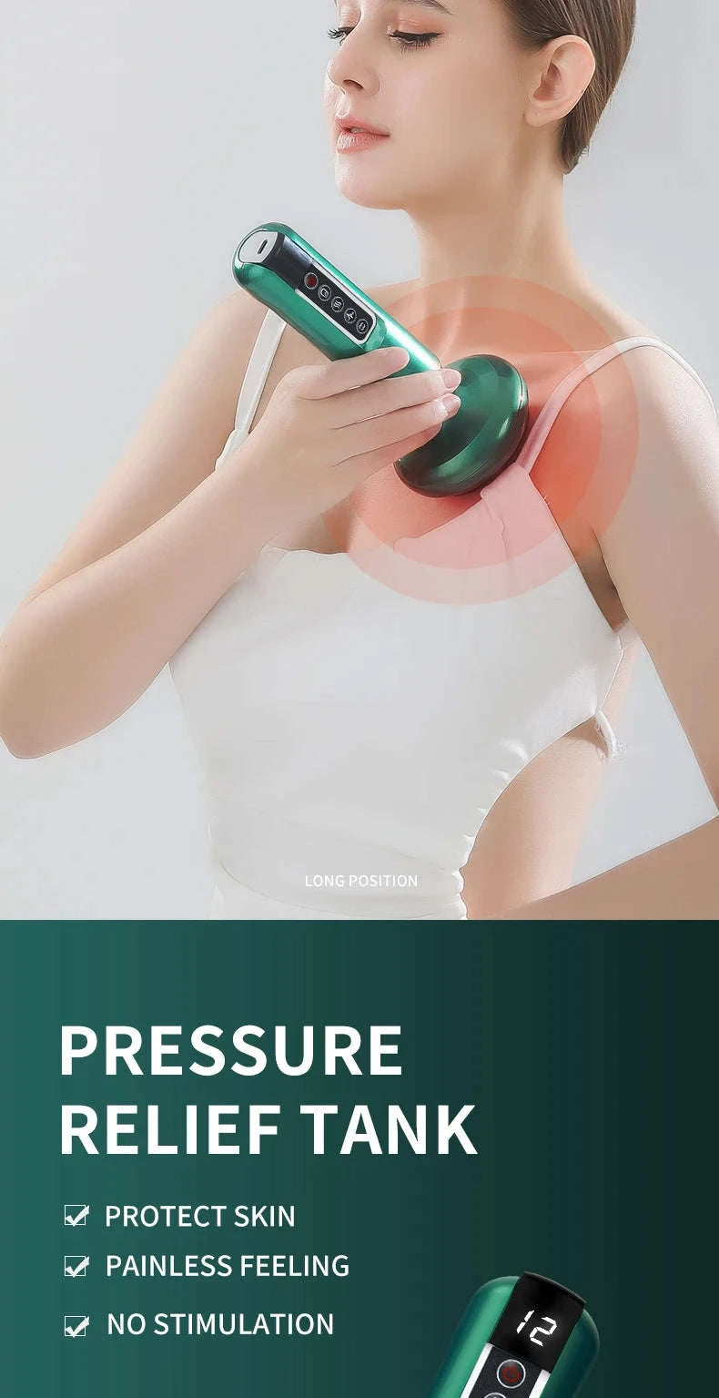 Tricolor Electric Massager GuaSha Vacuum Slimming Device-A12-12 Green