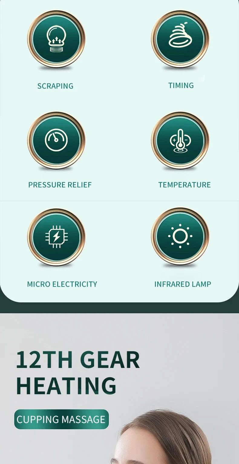 Tricolor Electric Massager GuaSha Vacuum Slimming Device-A12-12 Green