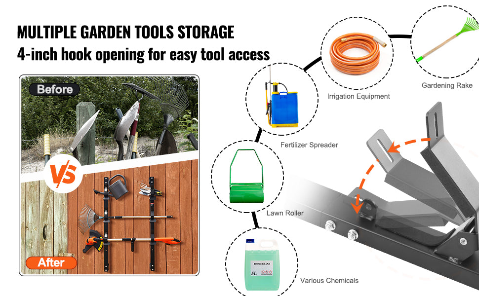 3-Place Weed Trimmer Rack with Lock Wall or Trailer Mount