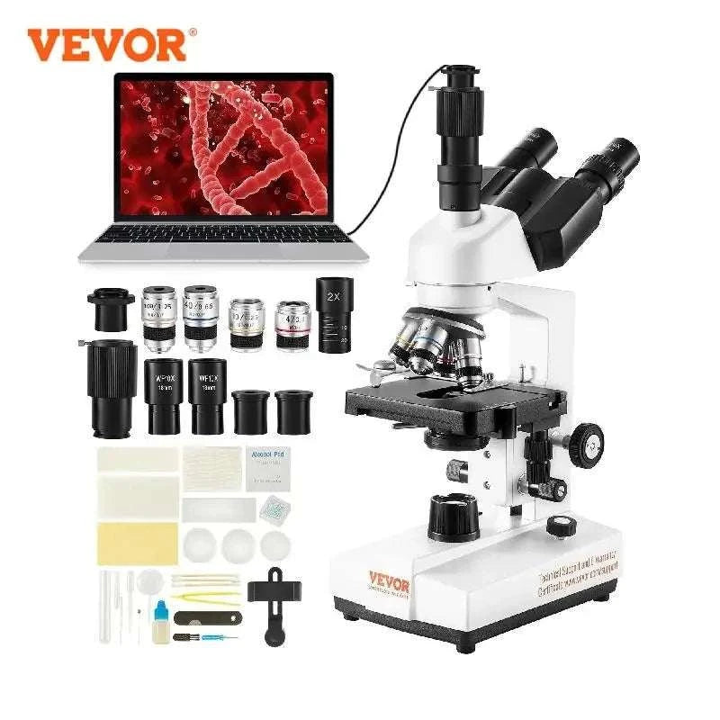 Trinocular Compound Microscope 40X–5000X with LED & PC Interface-Trinocular / 40X-5000X / United States