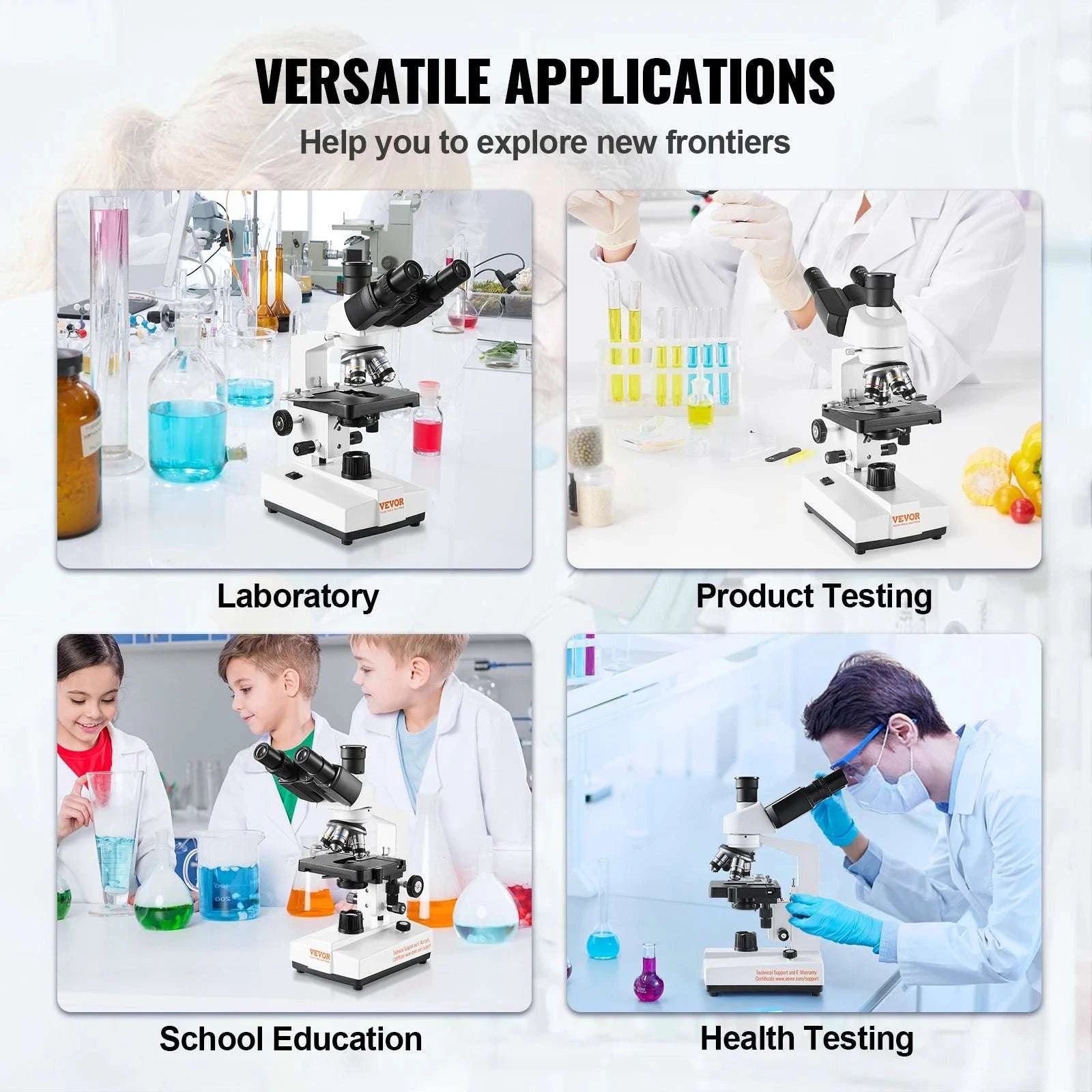 Trinocular Compound Microscope 40X–5000X with LED & PC Interface-Trinocular / 40X-5000X / United States