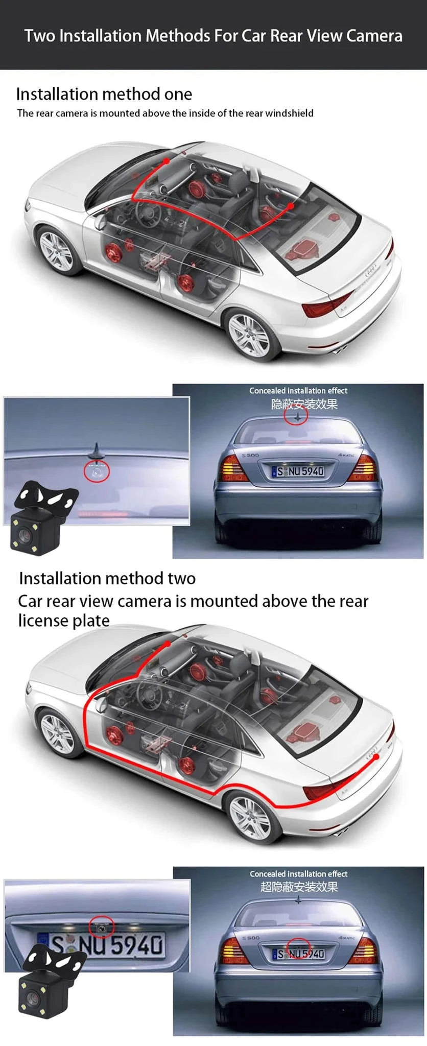 Triple Lens Dashcam WiFi 3‑Channel 1080P HD Recorder-X94-WIFI-3CAM / 64G