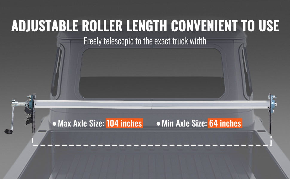 Kit de rouleau de bâche à manivelle réglable pour camions 64–104 pouces