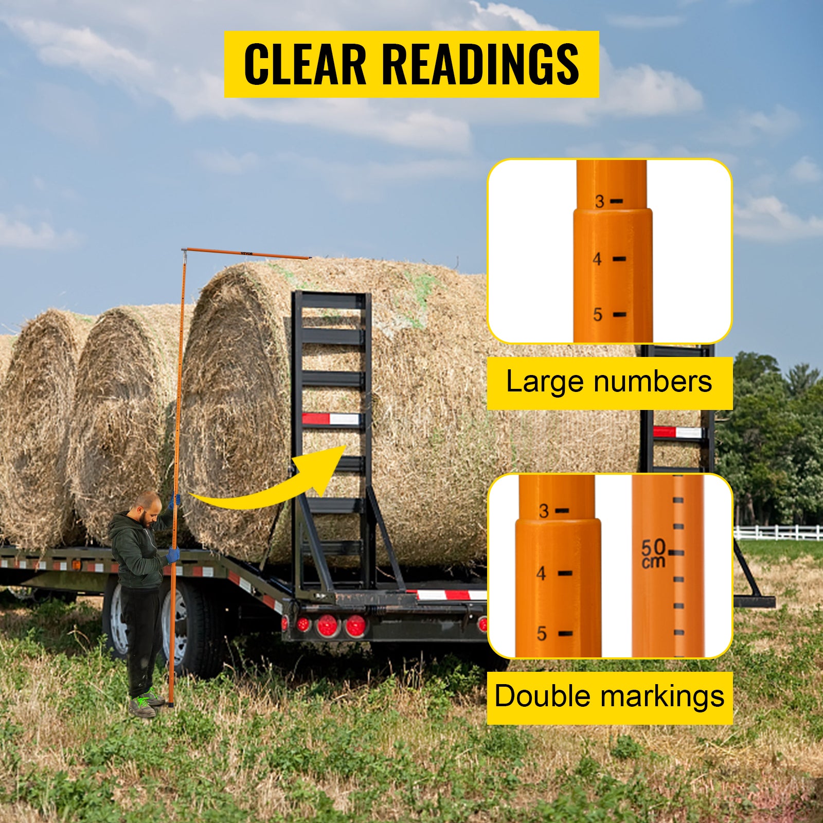 Truck Load Height Measuring Stick 15–20 ft Adjustable Fiberglass Pole