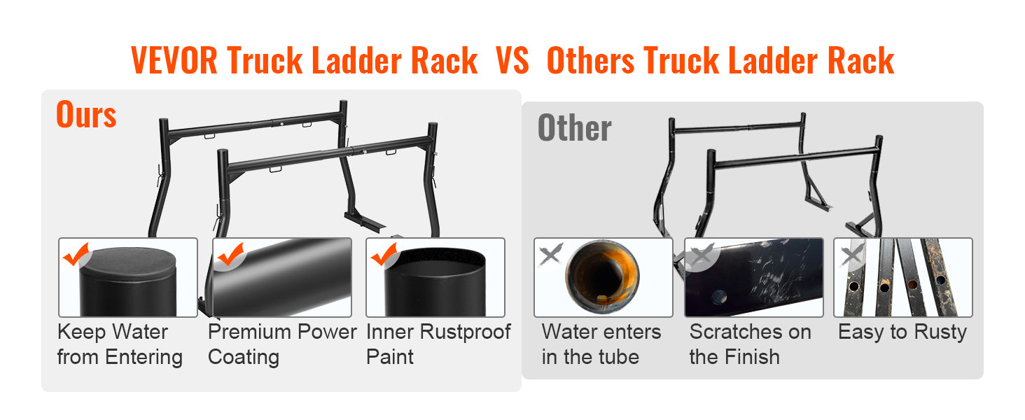 Adjustable Truck Ladder Rack 46-71 in 800 lbs Capacity Steel