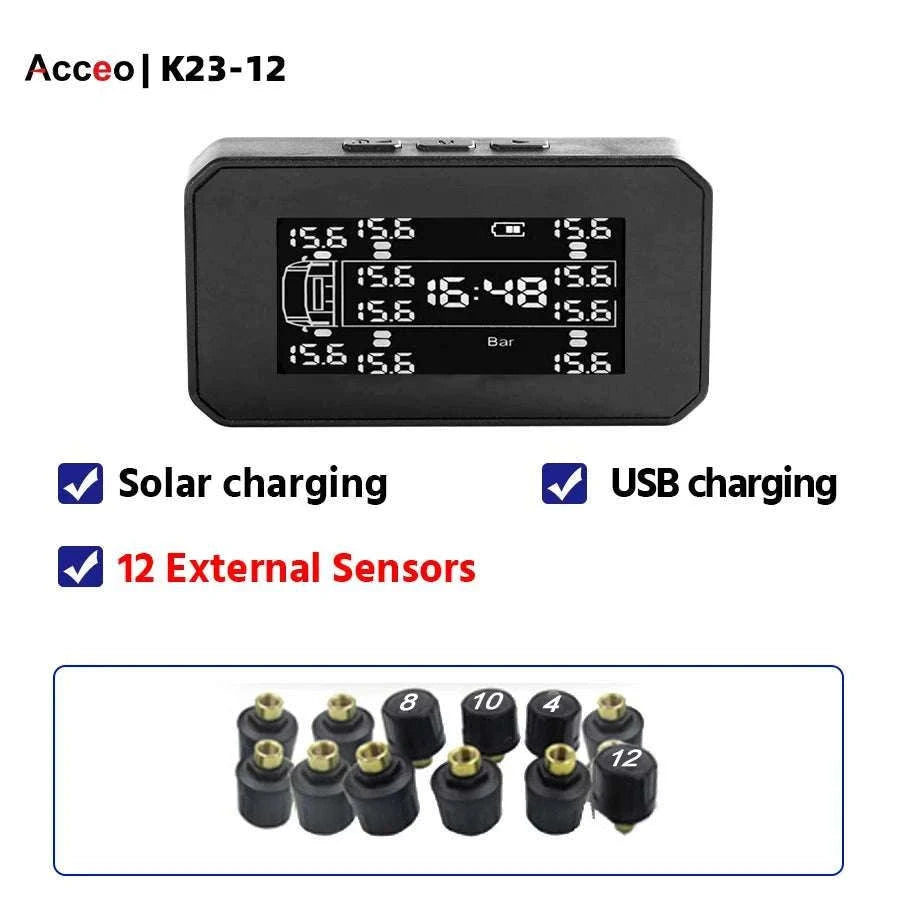 Truck Tire Pressure Monitoring System with LCD & External Sensors-TPMS-K23 / 12 Sensor-K23