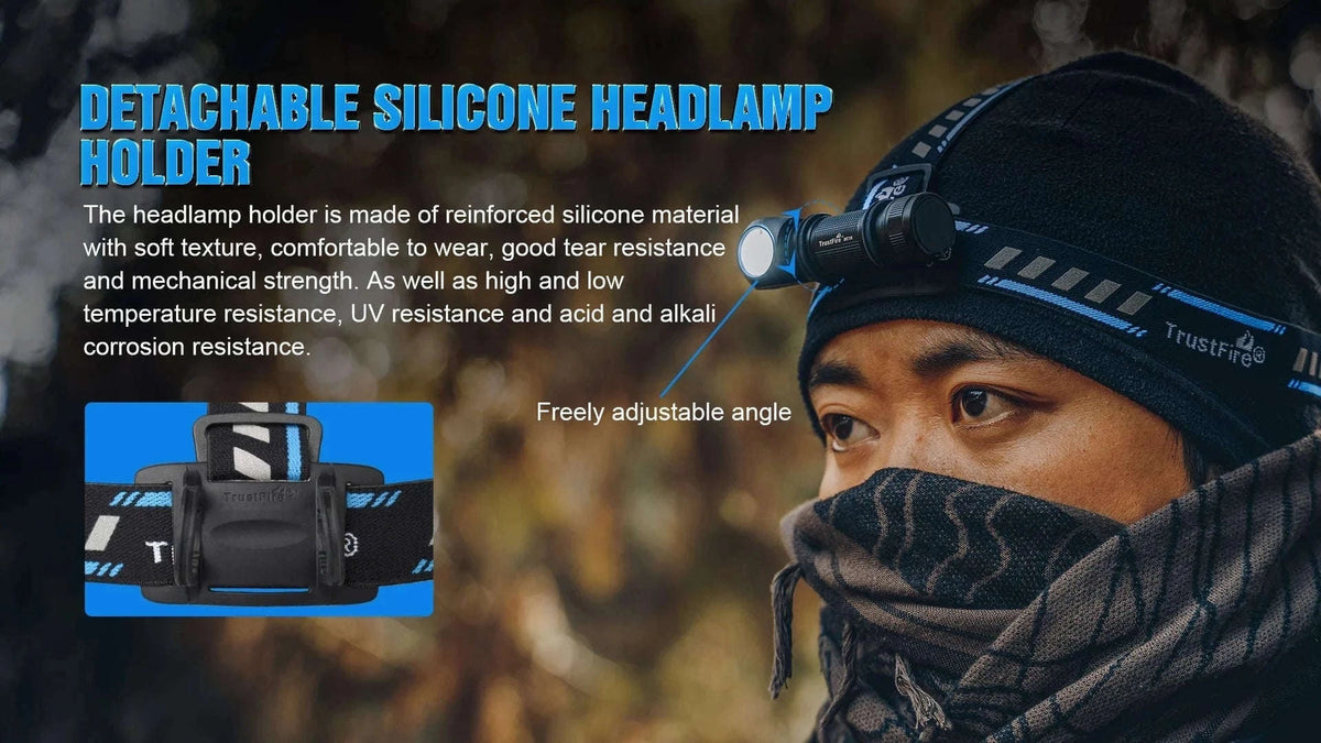 Trustfire MC18 Magnetic USB Headlamp for Hands-Free Light-Headlamp with 18650 / black