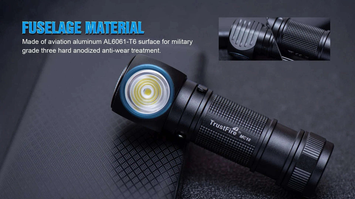 Trustfire MC18 Magnetic USB Headlamp for Hands-Free Light-Headlamp with 18650 / black