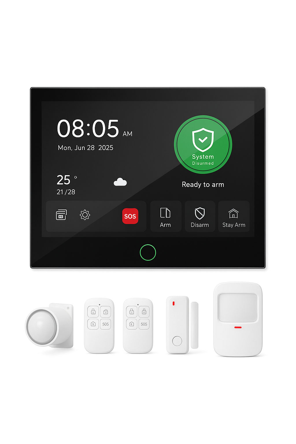 Tugard Système d'alarme domestique sans fil anti-intrusion 4G WiFi GSM, écran tactile couleur IPS 7 pouces, contrôle à distance via Tuya Smart App, système de sécurité domestique anti-vol