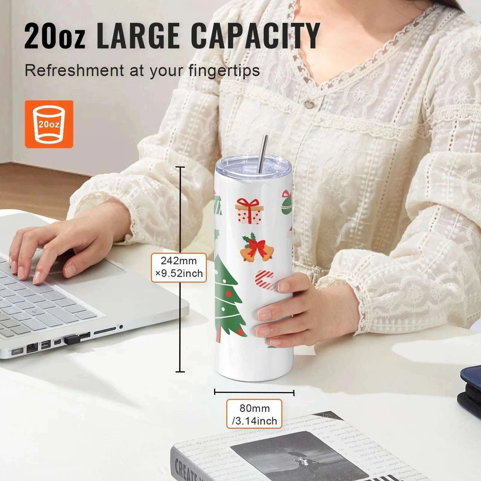 Tumbler Heat Press Machine with 8pcs 20oz Sublimation Tumblers Set-light green / CZECH REPUBLIC