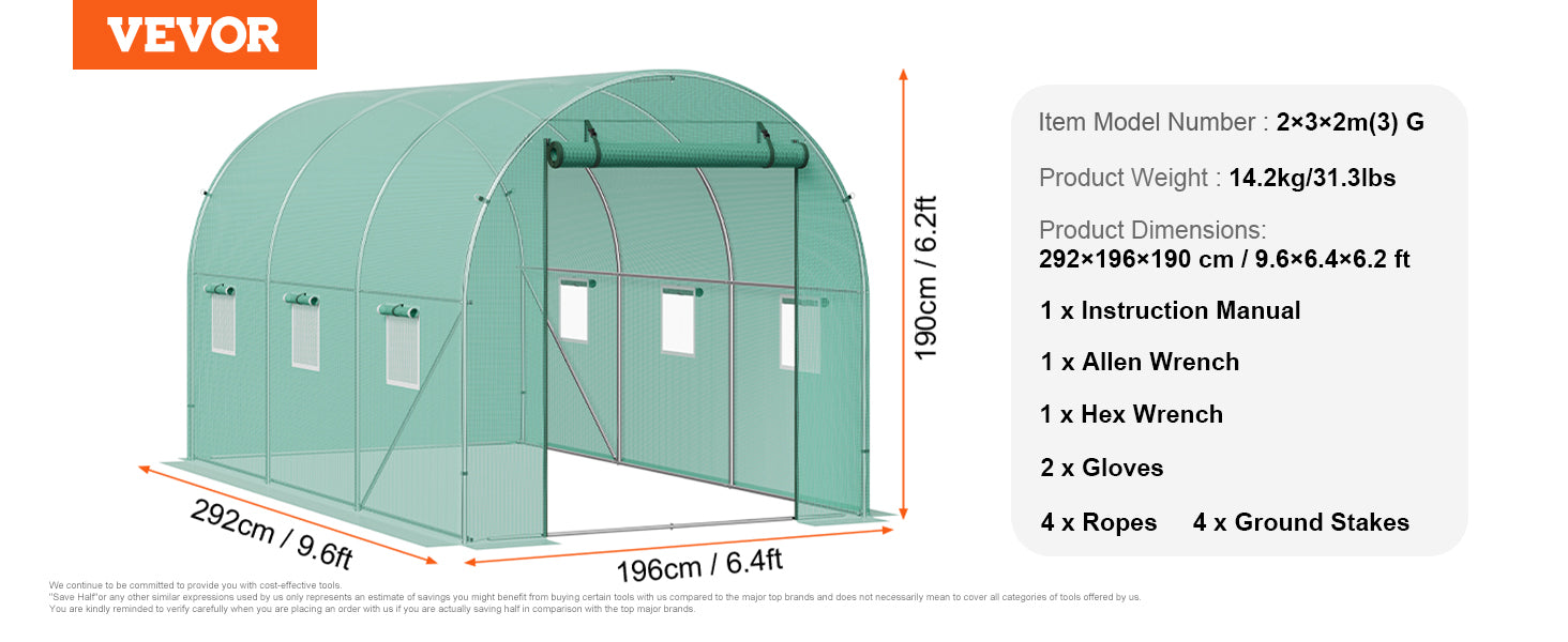 Walk-In Tunnel Greenhouse with Galvanized Steel Frame and PE Cover