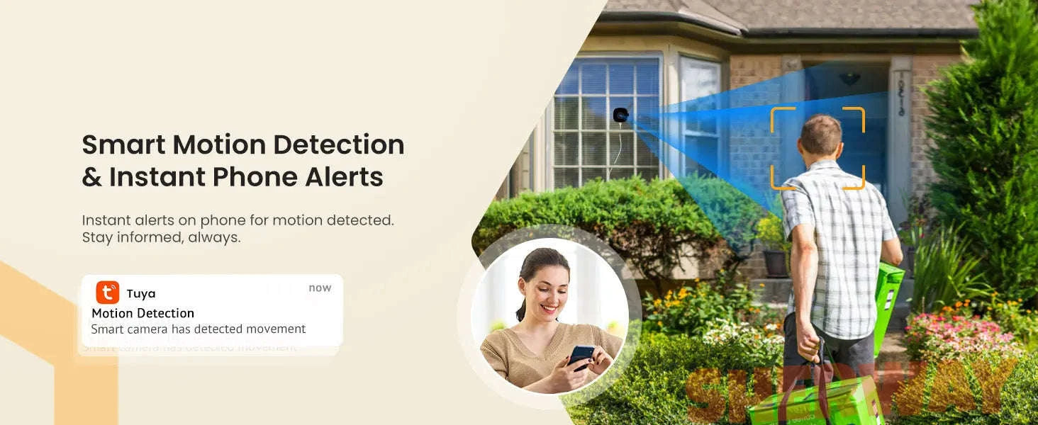 Tuya 2K 5G WiFi Magnetic Window Security Camera with AI Detection-1080P-1PC / Type-C