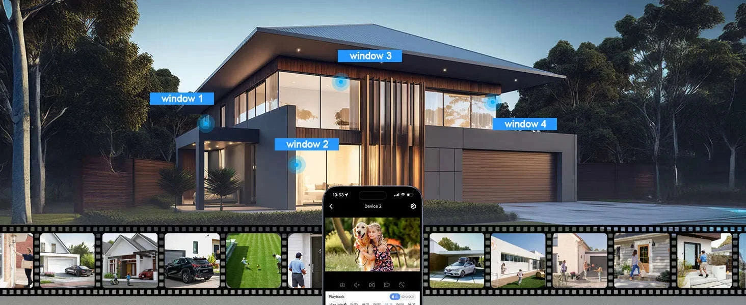 Tuya 2K 5G WiFi Magnetic Window Security Camera with AI Detection-1080P-1PC / Type-C