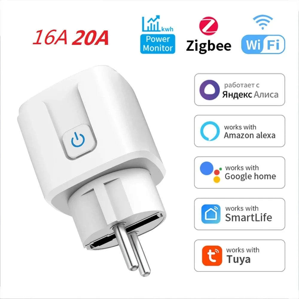 Tuya EU Smart Plug with Zigbee or WiFi and Power Monitoring-WIFI / 20A