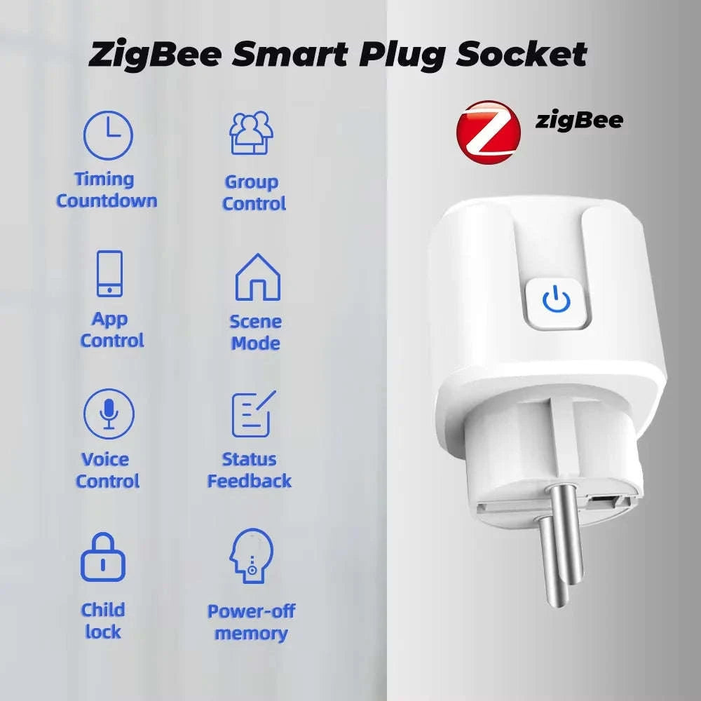 Tuya EU Smart Plug with Zigbee or WiFi and Power Monitoring-WIFI / 20A