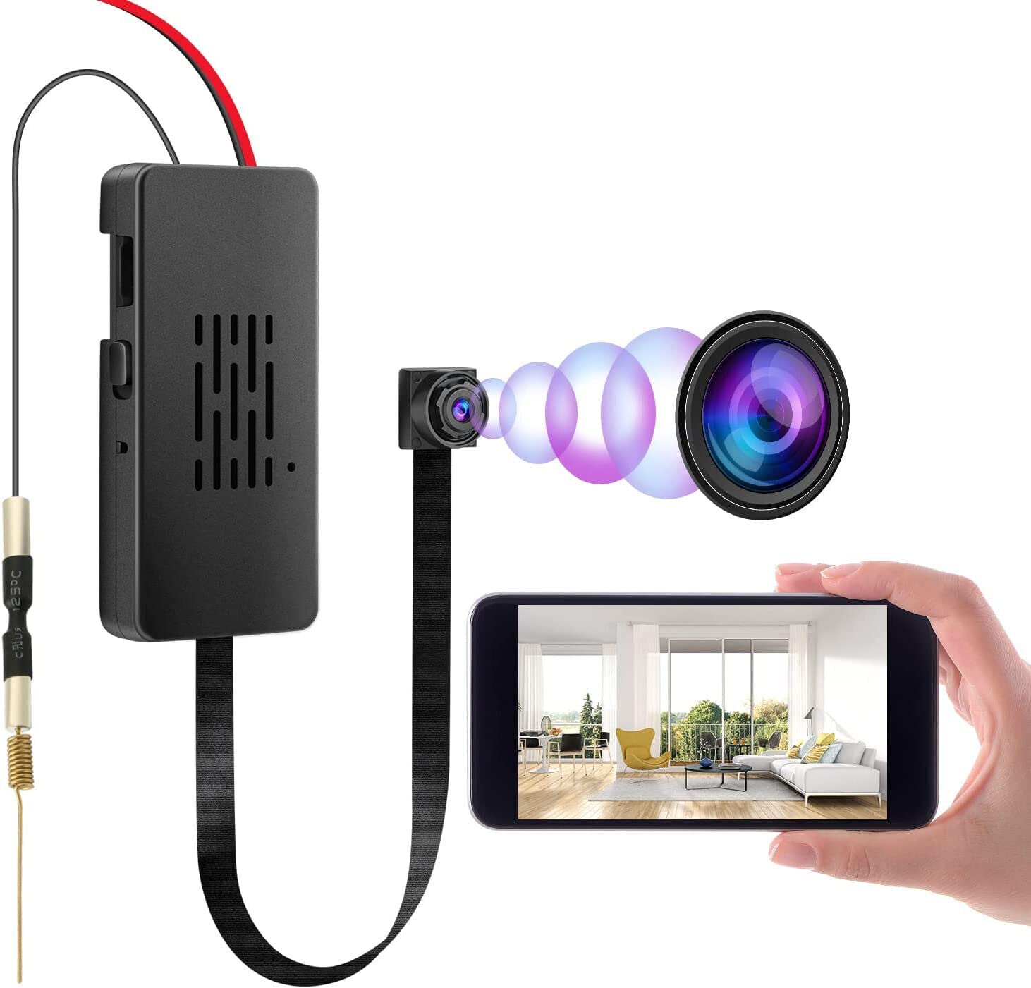 Mini Nanny Camera Module – WiFi IP Surveillance with HD Recording-Wide angle / Cam add 64GB