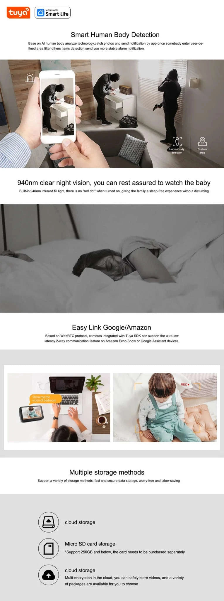 Tuya Smart 1080p Wi‑Fi Smart Home Security Camera 2MP-USB-UHD-2K3MP-IPC / USB