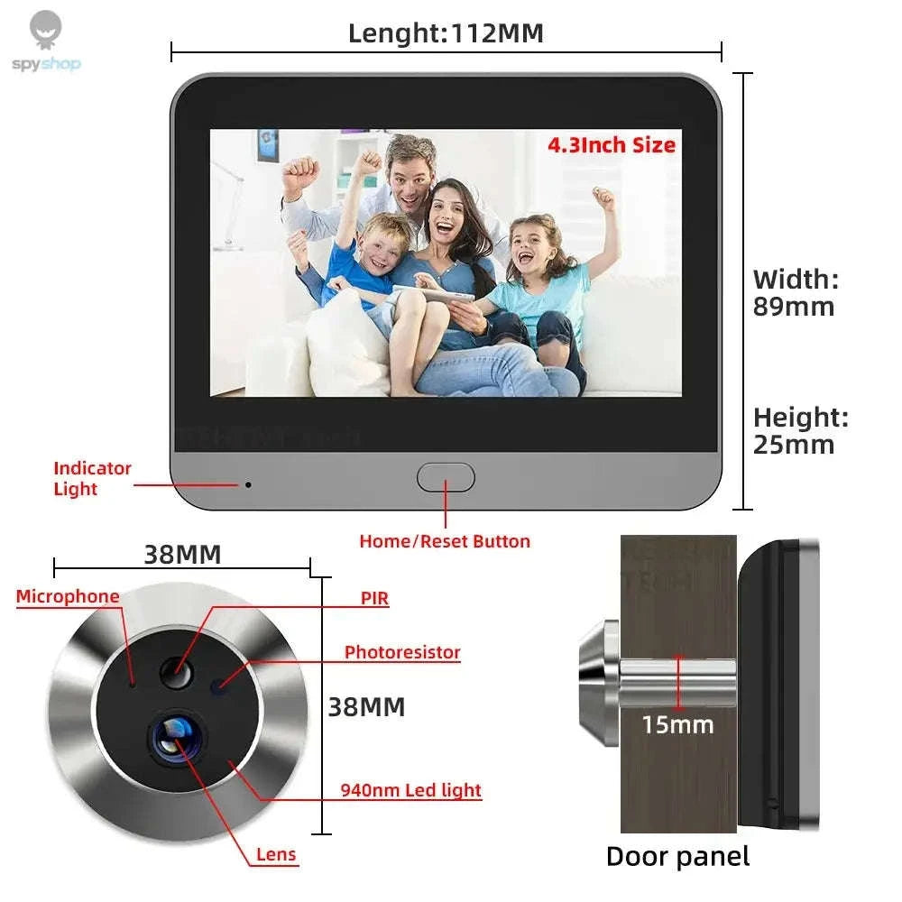 Tuya Smart 3MP Peephole Door Camera – Wide Angle, Night Vision, Remote View-Door Camera
