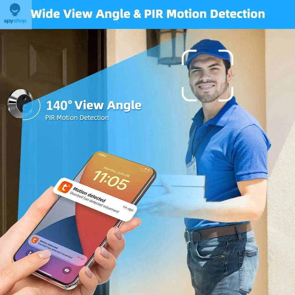 Tuya Smart 3MP Peephole Door Camera – Wide Angle, Night Vision, Remote View-Door Camera