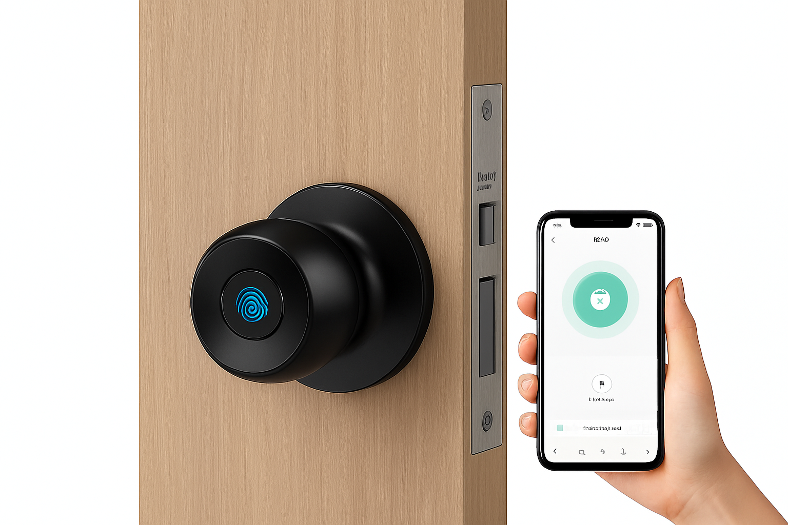 Smart Door Knob Lock with Fingerprint, App Control and Temporary Password