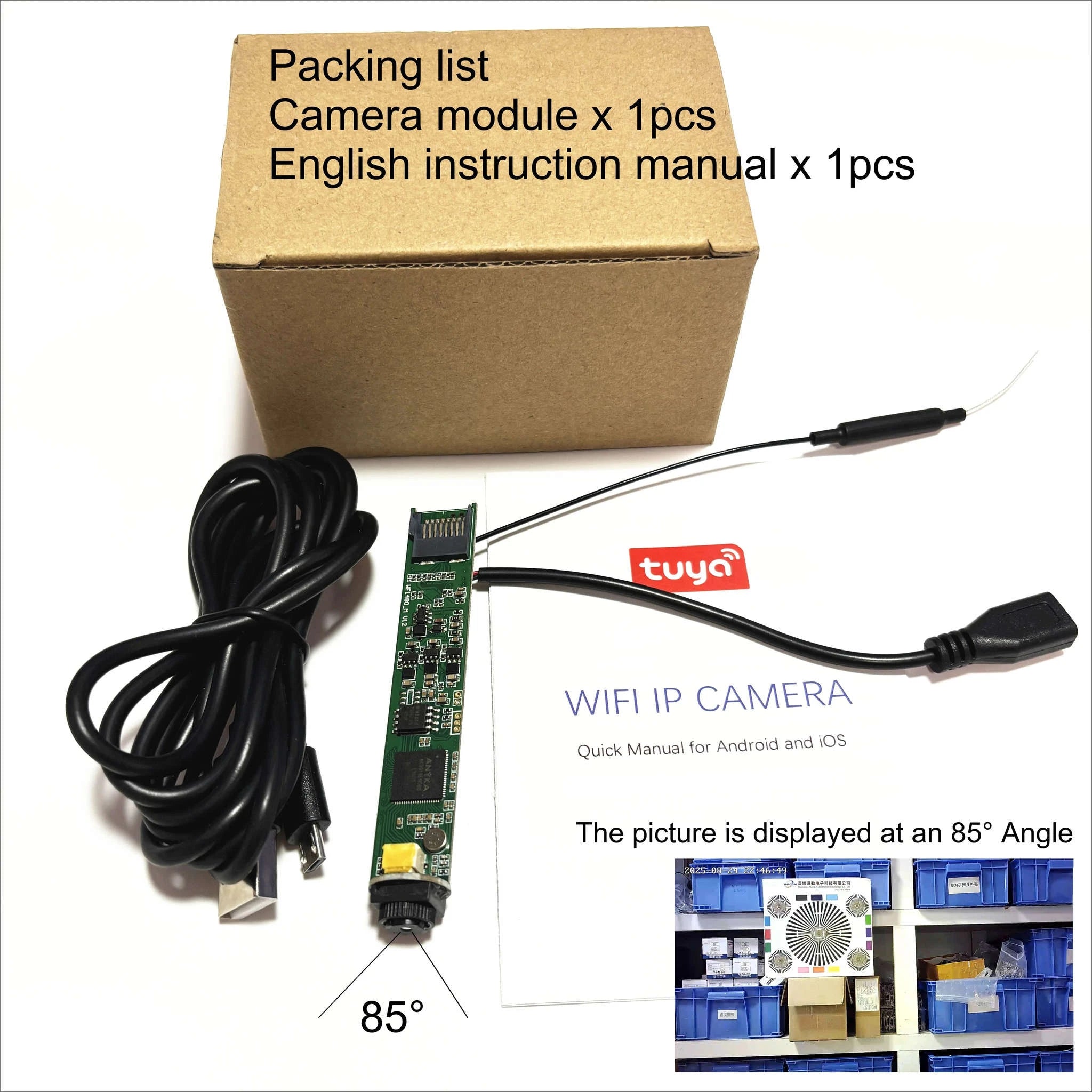 Tuya Smart Mini IP Camera Module 2MP WiFi with Two-Way Audio-Wide-angle lens